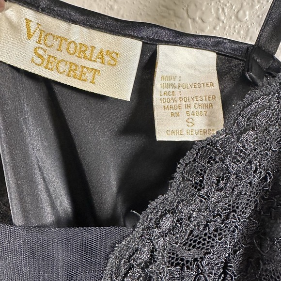 VTG Victoria Secret Satin Dress Womens Small Black Maxi Slip Dress Y2K Lace Trim - Picture 6 of 10